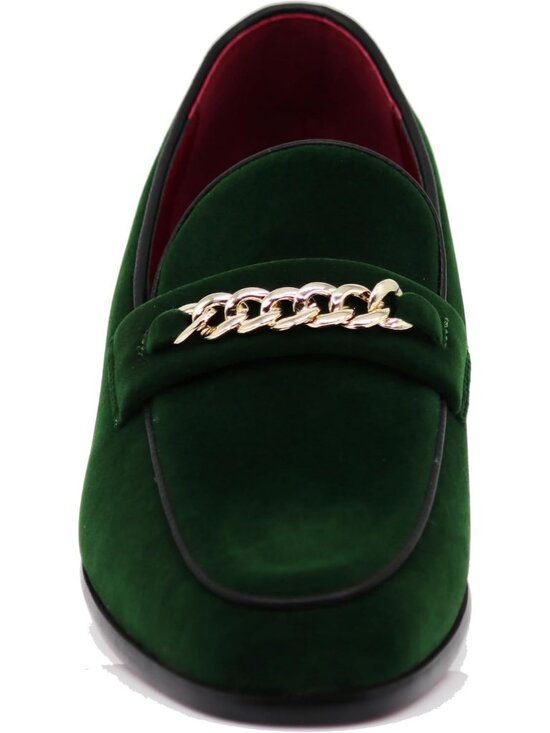 Enzo Romeo Men\'s Green Rubber Sole Loafers Chain Buckle Slip On Wedding Shoes main image 4